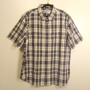 Carhartt Men's Navy and White Plaid Shirt